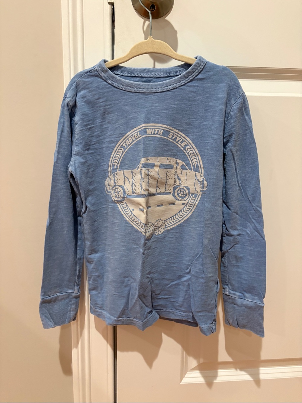 Crewcuts Light Blue Long-Sleeve Tee with Vintage Car Graphic